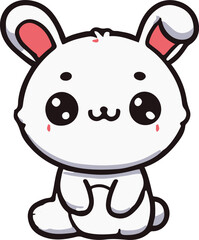 Happy bunny, and a cheerful fox, with happy smiling face expression. Cute kawaii animals, kids flat vector illustration