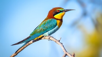 Obraz premium Vibrant European Bee Eater Perched On Branch