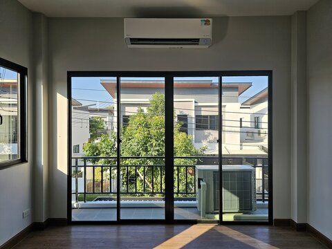 Bangkok, Thailand - January 10, 2025: Daikin in new bedroom. It is is a leading innovator and worldwide provider of advanced, high-quality air conditioning.
