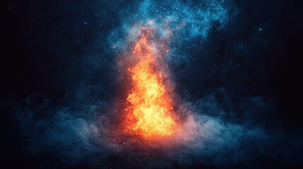 Fototapeta premium Fiery Inferno Against a Starry Night Sky Background
