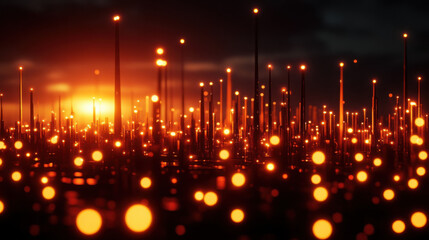 Fototapeta premium A mesmerizing sunset illuminating glowing orange elements.