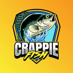 Crappie Fish Logotype in Colorful Vector Cartoon Illustration for sticker badge emblem t-shirt banner invitation