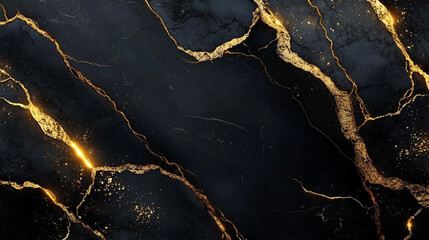 Elegant black marble with golden veins showcasing a luxurious design