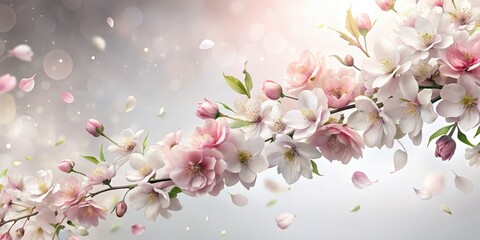 Fototapeta premium Romantic dusty pink blossoms cascade, a spring floral wallpaper of dreamy beauty.