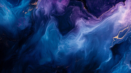 Abstract swirling patterns in deep blue and purple hues create a mesmerizing visual effect