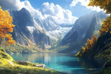 lake and mountains