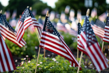 Patriotic Field of Flags Honoring the United States and National Celebrations