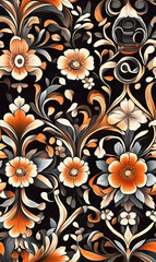 Creative Seamless Pattern 2D Doodle Floral Illustrations for wallpaper, card, tile.