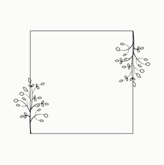 Fototapeta premium Elegant floral frame. Logo template in minimal linear style.Botanical trendy vector illustration for labels, branding business identity, wedding invitation, fashion, beauty industry