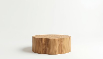 Wooden podium for product display. Concept of stage, showcase, and presentation.