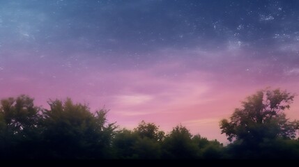 Naklejka premium Serene Night Sky Over Silhouetted Trees