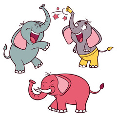 Elephant Animal Silhouettes art vector icon set design 