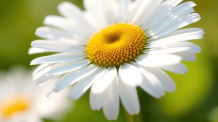 Obraz premium A single daisy with delicate white petals and a bright yellow center, showcasing the intricate beauty of nature's simple designs.