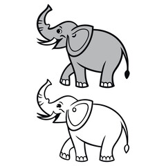 Elephant Animal Silhouettes art vector icon set design 