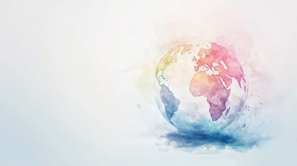 Watercolor hand painted planet Earth isolated on white background. Symbol of life,Environmental problems and environmental protection ecology,Hand drawn Globe watercolour paint,Earth Day.