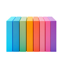 Colorful Stacked Books in Rainbow Arrangement Isolated on Transparent Background for Design Use