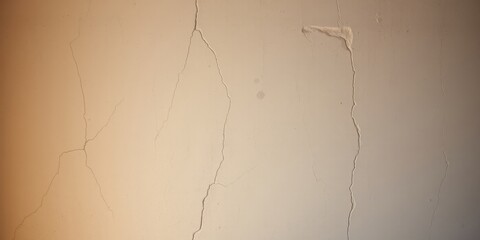 A distressed, off-white wall with multiple cracks, depicting the wear and tear of time and the passage of years.