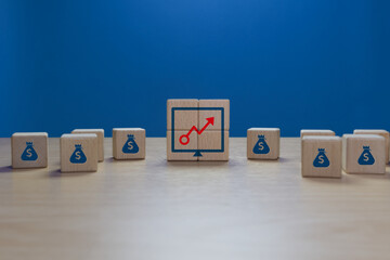 Profit graph increases, finance and investment grows, financial success