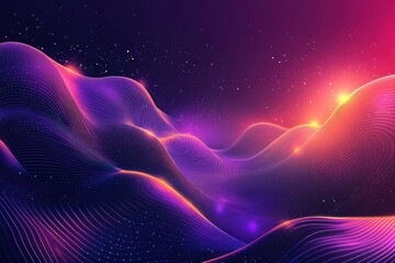 Obraz premium Digital waves abstract ai-themed design with grids virtual universe graphic art futuristic colorful enigmatic environment