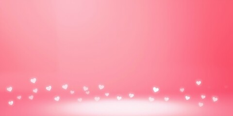 A Pink and White Gradient Background with Scattered Hearts, Ideal for Romantic or Love-Themed Designs