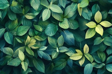 Tropical leaf patterns nature abstract background lush environment aerial view vibrant green concept