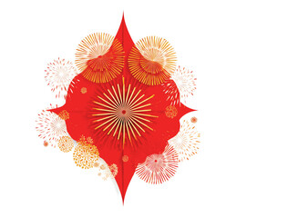 Chinese New Year Background with Lanterns, Fireworks, and Traditional Symbols of Prosperity