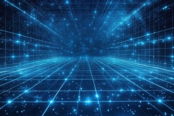 Futuristic blue technology abstract scene digital space visual art virtual environment perspective view innovation concept