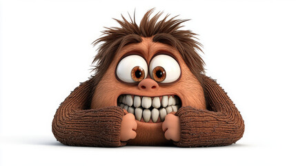 Fototapeta premium Furry Creature's Anxious Grin: A 3D Render