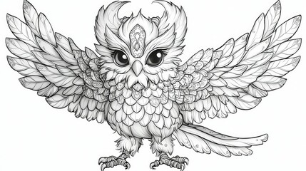 Ornate Winged Owl Majestic Creature Design