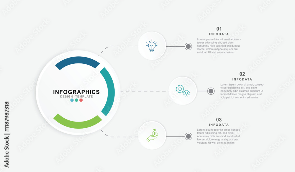 Aufkleber Circle chart infographic template with 3 options for presentations. vector illustration