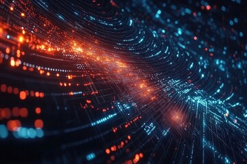 Fototapeta premium Futuristic abstract technology display digital environment data visualization tech concept dynamic viewpoint modern design