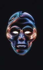 Metallic chrome head sculpture