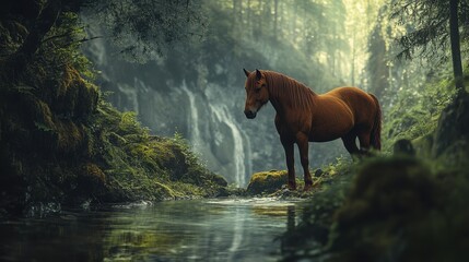Naklejka premium A beautiful and rare animal with unparalleled beauty, photographed gracefully in a remote, untouched wilderness, embodying the wonders of the natural world.