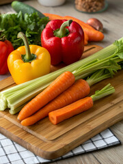 fresh vegetables on wooden table