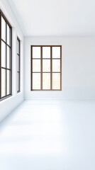 Obraz premium Bright and spacious interior with large windows allowing natural light