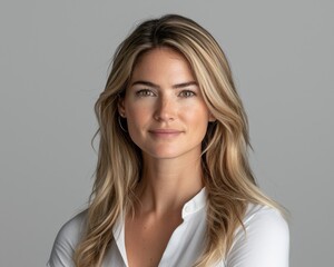 Naklejka premium Professional portrait of confident woman in modern studio setting lifestyle natural light empowerment