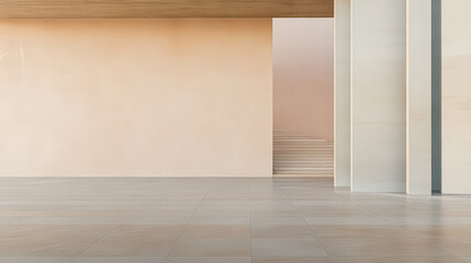 Obraz premium Modern architectural interior with minimalistic design and soft color palette