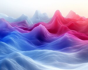 Abstract colorful landscape with flowing waves and peaks.