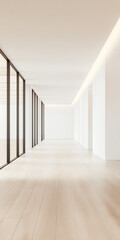 Fototapeta premium Spacious modern interior with large windows and natural light enhancing the minimalist design