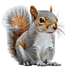 Obraz premium A cute squirrel with a bushy tail sitting upright.