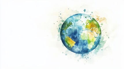 Watercolor hand painted planet Earth isolated on white background. Symbol of life,Environmental problems and environmental protection ecology,Hand drawn Globe watercolour paint,Earth Day.