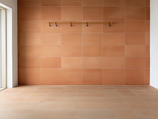 Fototapeta premium Warm Terracotta Craft Room Wall with Clay Tile Decor, Homely Feel