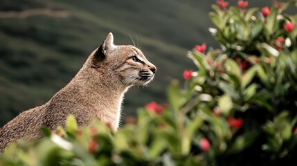 Obraz premium Wildcat Profile Majestic Feline in Nature Wildlife Photography