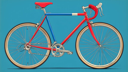 Fototapeta premium Classic road bike, profile view, patriotic color scheme, simple background