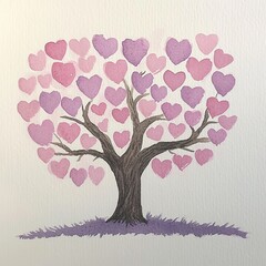 Fototapeta premium Heart Tree Watercolor Painting