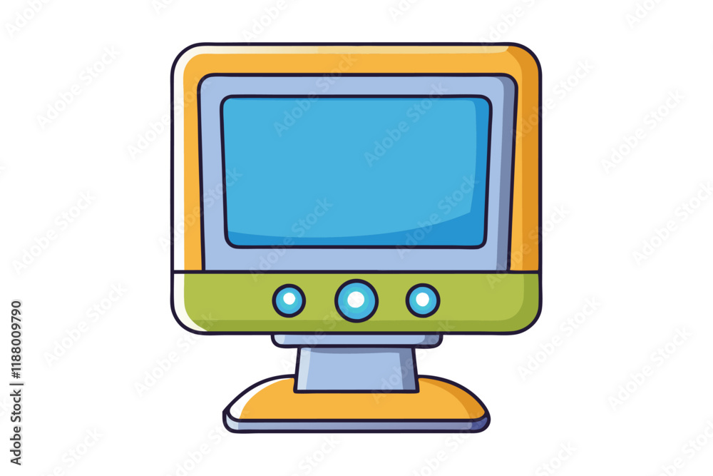 Wall mural fun and colorful old style computer monitor graphic, perfect for showcasing the evolution of technol