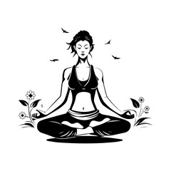 Glyph illustration depicting a woman doing yoga
