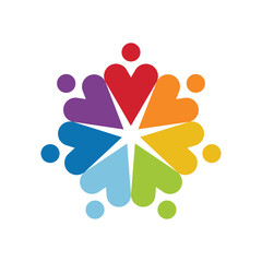 Community Unity Symbol. Teamwork cooperation concept. Vector icon or logo. Colorful design.
