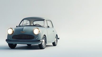 Light blue vintage car on white background.