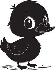 A cute duck kawi silhouette chibi vector and illustration design using black color